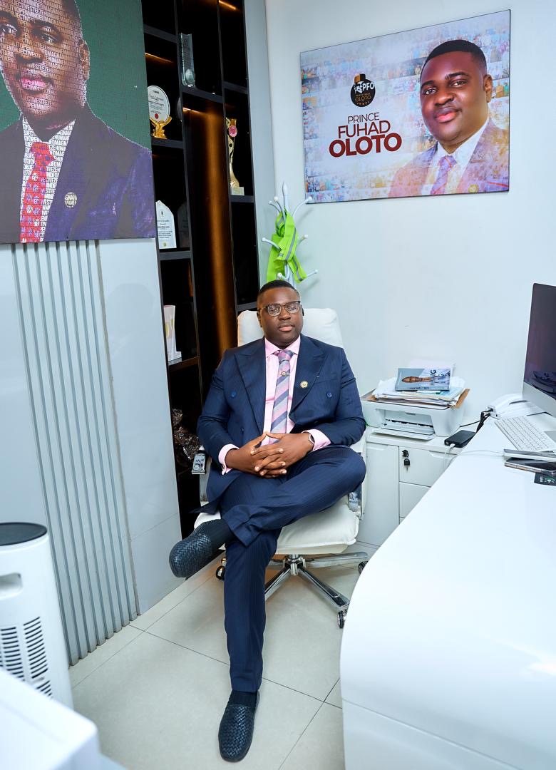 Prince Fuhad Oloto seated in his office