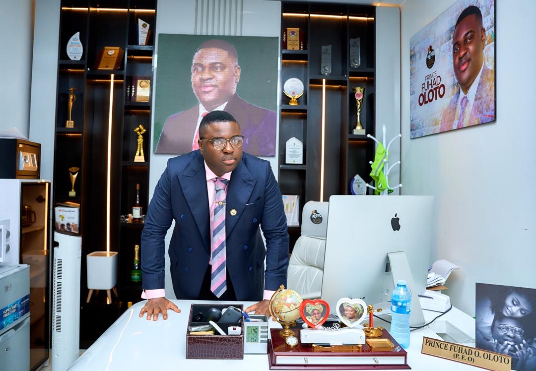 Prince Fuhad Oloto at his office desk