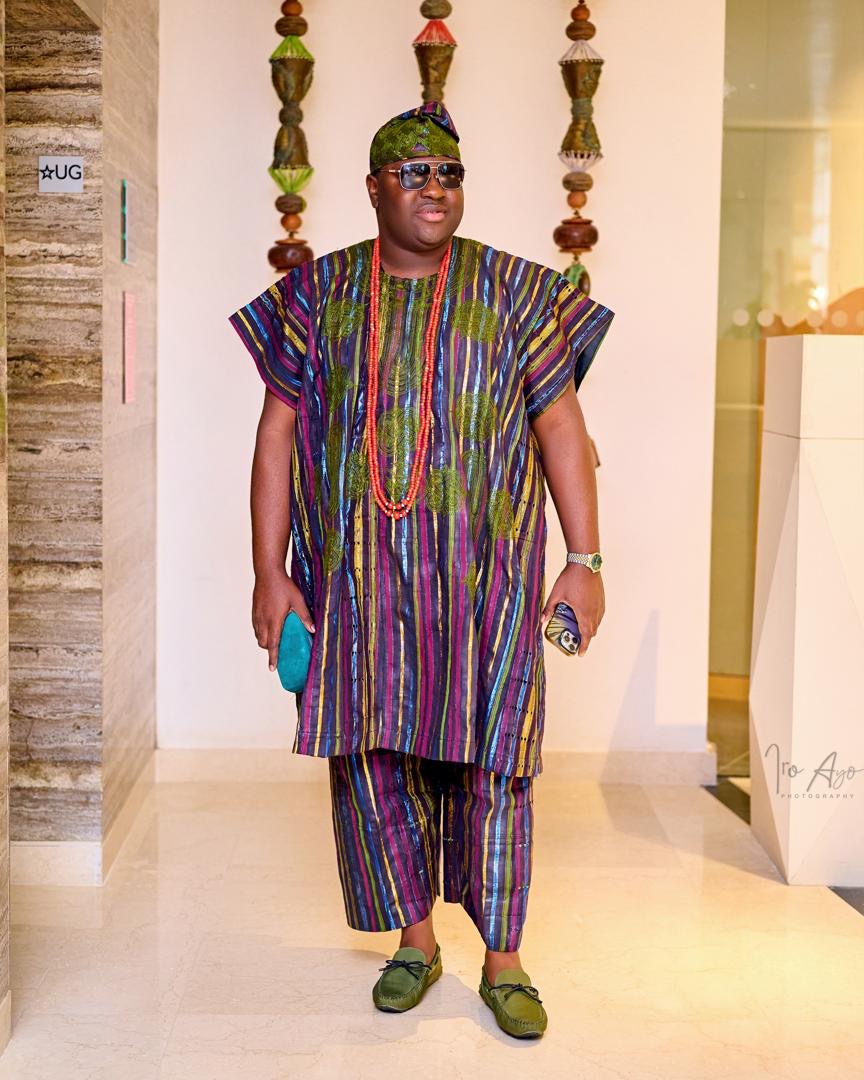 Prince Fuhad Oloto standing in traditional attire